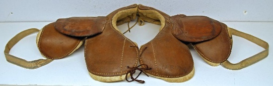 Vintage Small Child's Football Shoulder Pads, Faintly Marked GoldSmith on Leather