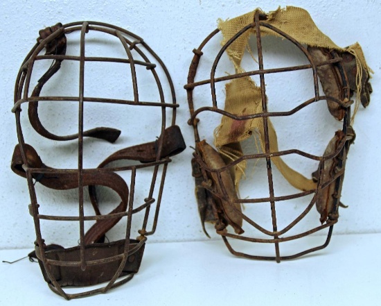 (2) Vintage Early Baseball Catcher's Masks