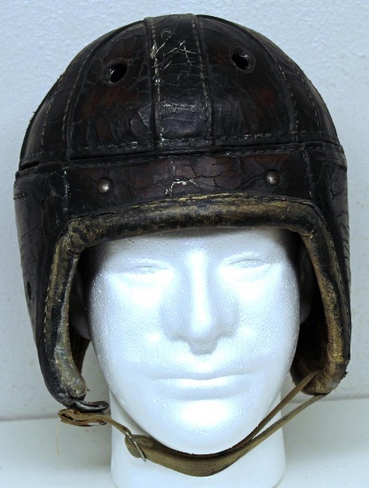 Early Vintage Leather Football Helmet w/Chin Strap