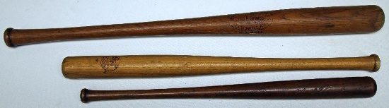 (3) Vintage Wooden Souvenir Baseball Bats - Largest Louisville Slugger 25 w/Crack, Yankees,