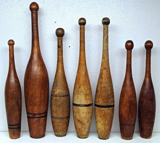 (7) Vintage Wooden Exercise Pins