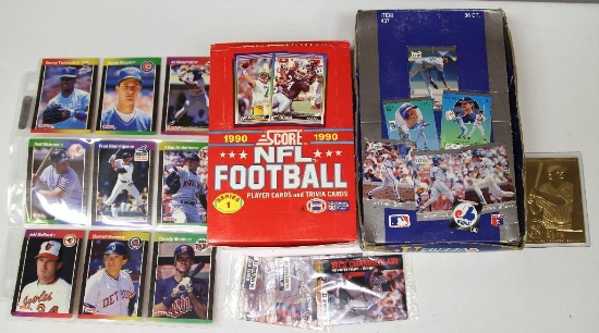 Mixed Lot Sports Cards, Baseball Cards - Full Box 1990 Score NFL Football Player and Trivia Cards,
