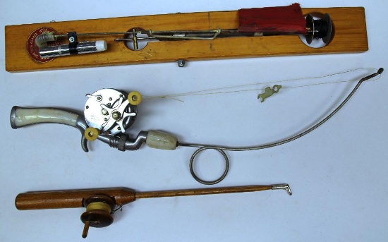 Ice Fishing Lot - Vintage Tip-up (The Arctic Fisherman) Beaver Dam, Wis. - Vintage Pistol Grip Ice