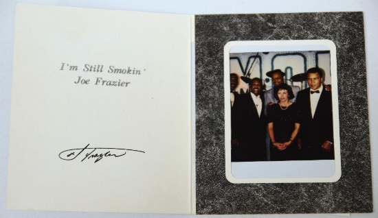 Autographed Joe Frasier 50th Birthday Invitation w/Actual Poloroid Photo of Frasier, Ali, and other