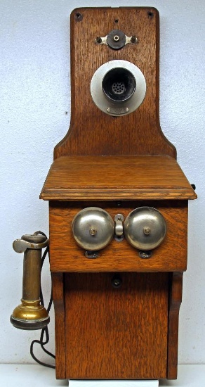 Antique Oak Western Electric Co. Wall Telephone