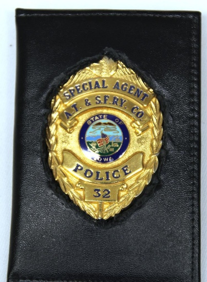 Special Agent Police Badge A.T. & S.F. RY. Co. State of Iowa Badge
