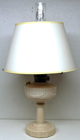 Aladdin Alacite Lincoln Drape Kerosene Oil Lamp w/Paper Shade