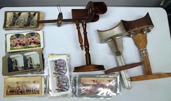 79 Stereoview Cards w/ (3) Different Stereoviewers