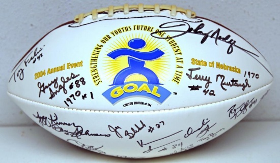 Limited Edition Baden Football Signed by 17 Nebraska Cornhusker Legends of the 1960's to 1990's