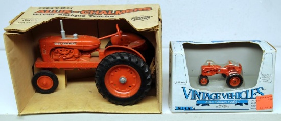 Ertl Die Cast Toy 1/16 Scale Allis-Chalmers WD-45 Tractor and Ertl 1/43 Scale Allis-Chalmers Model C
