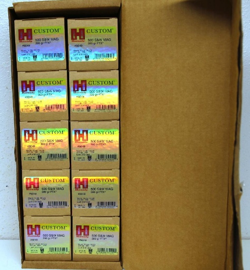 Full Case of 10 Boxes of 20 Hornady .500 S&W 300 gr. FTX Cartridges