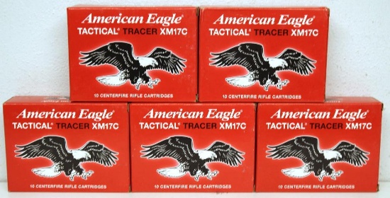 (5) Full Boxes of 10 American Eagle .50 BMG 618 gr. Tactical Tracer Cartridges