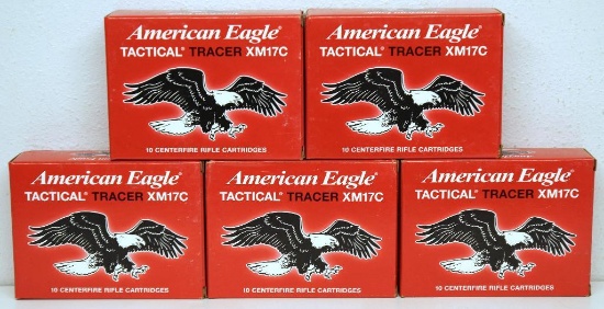 (5) Full Boxes of 10 American Eagle .50 BMG 618 gr. Tactical Tracer Cartridges