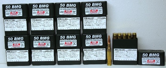 (9) Full Boxes of 10 Reloaded .50 BMG Cartridges