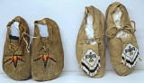 (2) Pairs Native American Indian Beaded Moccasins - (1) Child's Pair from Oklahoma