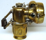 Antique Brass Bicycle or Motorcycle Carbide Lamp Marked 