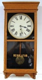 Large Sessions Regulator Oak Wall Clock w/Pendulum and Key, 39