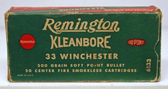 Full Mixed Box .33 Winchester Cartridges, Most are Rem-UMC Head Stamped w/2 Older UMC Head Stamps