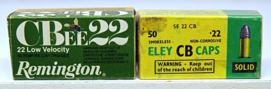 Full Vintage Box Remington CBEE22 .22 Long and Full Vintage Box Eley CB Caps .22 Short Low Velocity