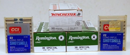 Full Box Winchester .38 Spcl. 130 gr., 55 Rds. Remington .38 Spcl. 130 gr. Plus 45 Fired Brass, 33