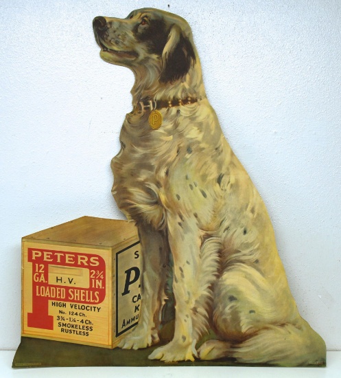 Vintage Cardboard Die-Cut Counter Top Advertising Sign Peters Shotgun Shells, Mark Bottom Left