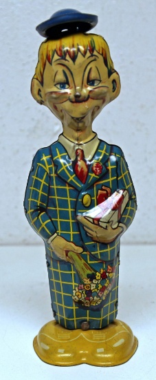 Marx Tin Wind-up Toy Mortimer Snerd from Charlie McCarthy, Copyright 1939, Works