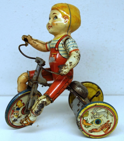 Unique Art Kiddy Cyclist Tin Wind-up Toy, Does Not Work Well