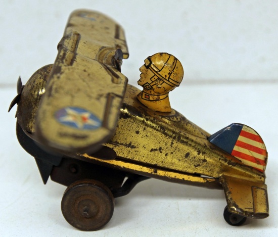 Marx Tin Wind-up Toy Airplane, Works