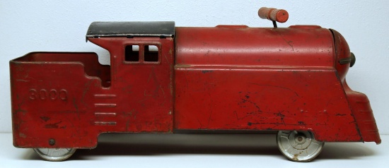 Marx Pressed Steel Toy Ride On Train Locomotive Engine 3000