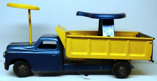 Structo Pressed Steel Toy Ride 'er Dump Truck Ride On, Original Paint