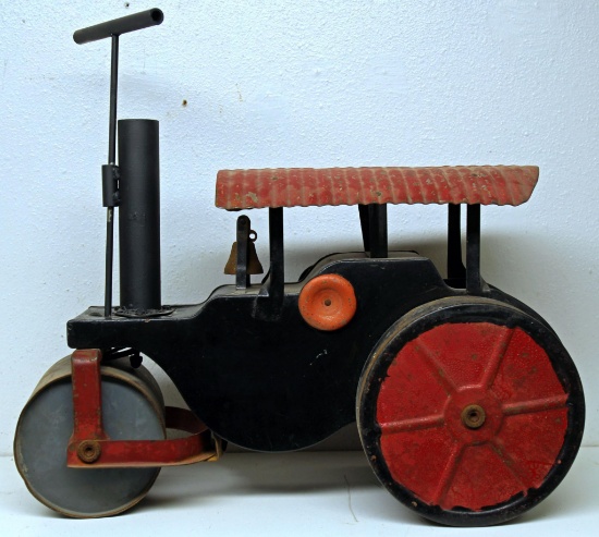 Keystone Pressed Steel Ride On Steam Roller, Steering has been Replaced, Not Original Paint