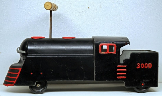 Marx Pressed Steel Ride On Toy Train Engine Locomotive 3000, Not Original Paint