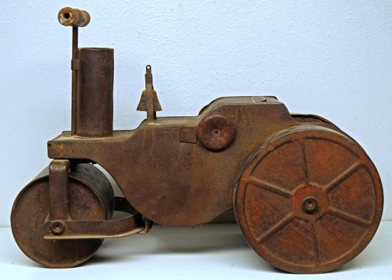 Keystone Pressed Steel Ride On Toy Steam Roller, No Paint, Missing Canopy Seat