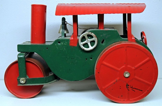 Keystone Pressed Steel Toy Ride On Steam Roller, Not Original Paint, Missing Steering Handle