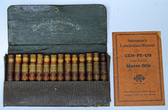 Central Petroleum Company (CEN-PE-CO) Motor Oil Salesman's Sample Kit w/Manual, Some still have oil