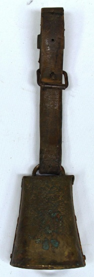 Old Brass or Bull Bell w/Leather Collar