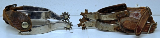 (2) Old Pairs Cowboy Spurs - (1) Pair Marked "ST"