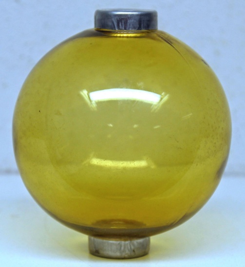 Amber Glass Lightning Rod Ball w/Metal Collars