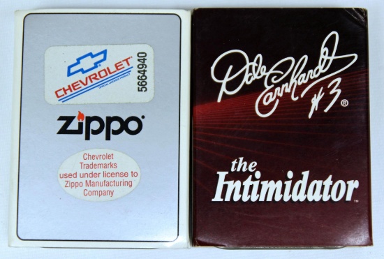 (2) New Old Stock Zippo Lighters - Genuine Chevrolet Polished Gold Finish, Dale Earnhardt The