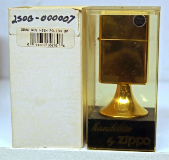 New Old Stock Zippo Lighter - Handilite Polished Gold Finish