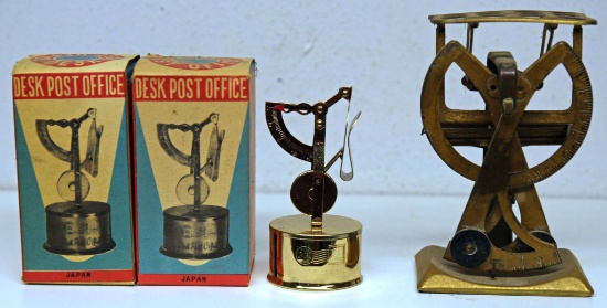 (3) Postage Scales - (2) New Old Stock 2 oz. Letter w/Holder for Roll of Stamps (Cancellation Reads