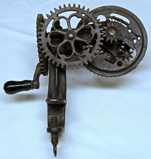 Primtive Cast Iron Apple Peeler, Marked "Sinclair Scott Co Baltimore Patent"