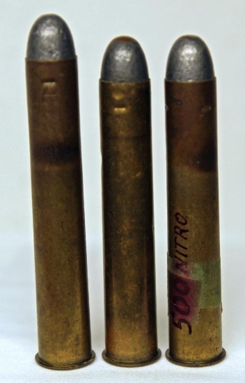 (3) Kynoch .500 Nitro Express Collector Cartridges