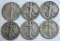 (2) 1943, 1944, 1944D, 1945, 1945D Walking Liberty Half Dollars