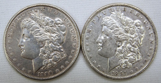 1889, 1891 Morgan Dollars