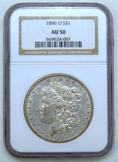 1896O Morgan Dollar Slab NGC AU50, Key Date