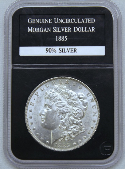 1885 Morgan Dollar Slab Genuine Uncirculated PCS Stamp & Coins