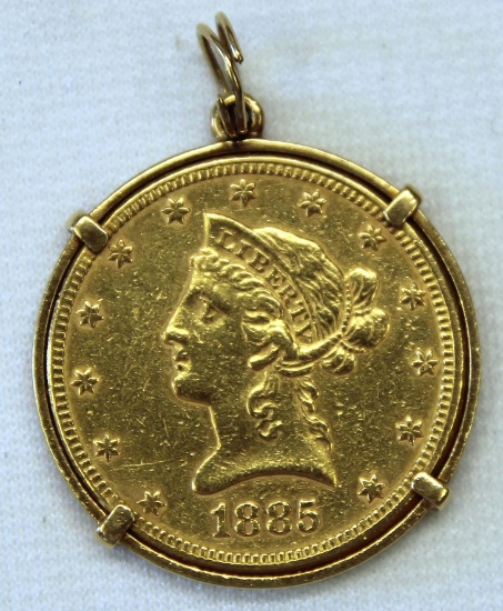 1885 $10 Liberty Gold Coin in 14K Gold Bezel