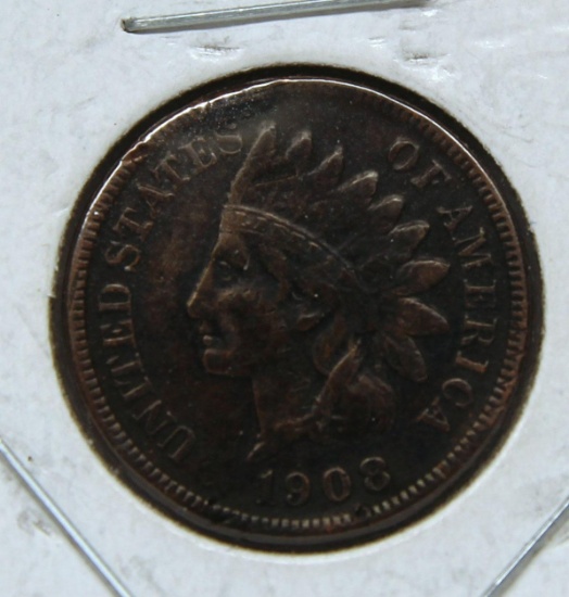 1908S Indian Head Cent, Reverse is Offset, Key Date