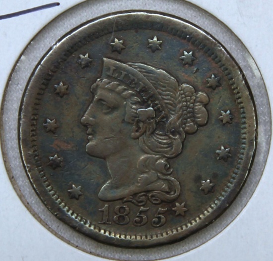 1855 Large Cent w/Scarce Knob on Ear